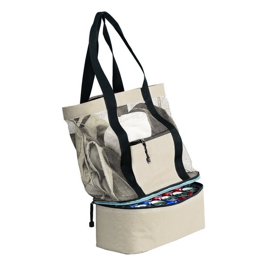 Beach Picnic 12 Can Cooler Tote Bag -Natural