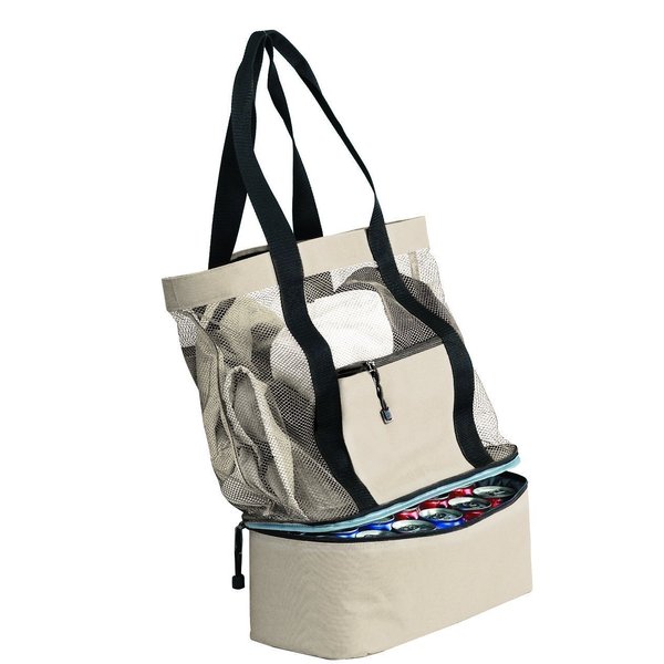 Beach Picnic 12 Can Cooler Tote Bag -Natural