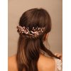 Teyglen Bride Wedding Crystal Hair Pins Vintage Pearl Hair Pins Set Bridal Rhinestone Hair Pieces Hair Accessories Jewelry Set for Women Bride Girls(Rose Gold)