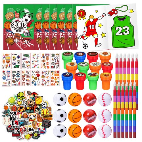 Cinrobiye 72 Pieces Sports Party Favors，Sports Goodie Bags Fillers ，Sports Coloring Book with Crayons，Ball birthday Party Supplies，Sports Games Class Prizes Gift for Classroom Sports School Party