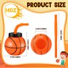 Nuanchu 12 Sets 14 oz Basketball Cups with Straws and Lids Plastic Ball Cups Reusable Basketball Party Cups Bulk Basketball Party Favor for Kids Birthday Sports Theme Party Supplies