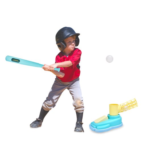 Dazmers Baseball Launcher Kit - Tee Ball Set - Includes 1 Bat (22.6"x2"), 1 Pitching Machine (8.6"x18"x10"), and 3 Baseballs For 6 years + - Improves Batting Skills and Motor Coordination - Multicolor