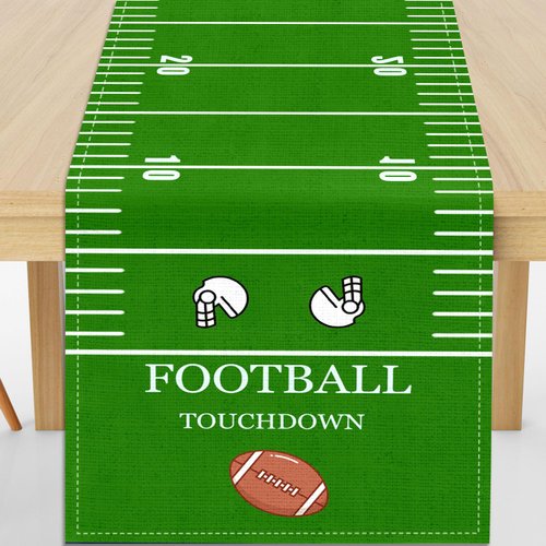 BUUGVM Touchdown Football Table Runner - Football Decorations for Party & Birthday Green Fantasy Table Runner, 13x72 Inch Football Tablecloth, Sports Themed Kitchen Dining Room Decor