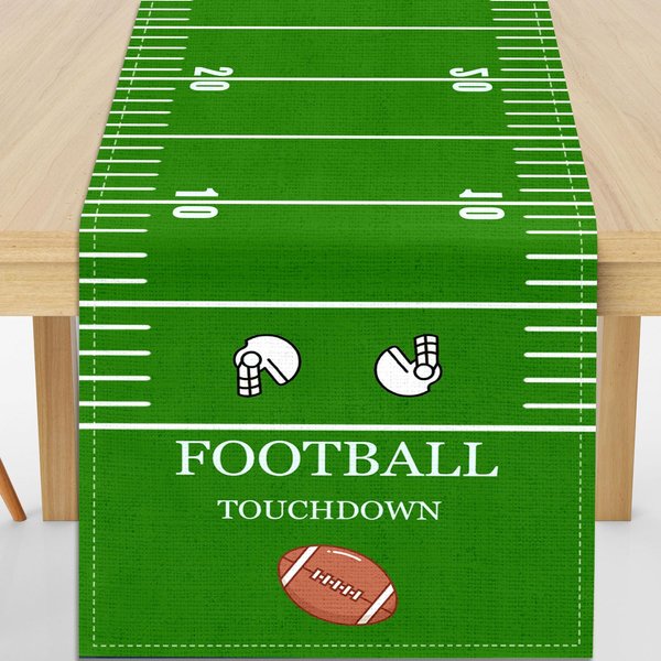 BUUGVM Touchdown Football Table Runner - Football Decorations for Party & Birthday Green Fantasy Table Runner, 13x72 Inch Football Tablecloth, Sports Themed Kitchen Dining Room Decor