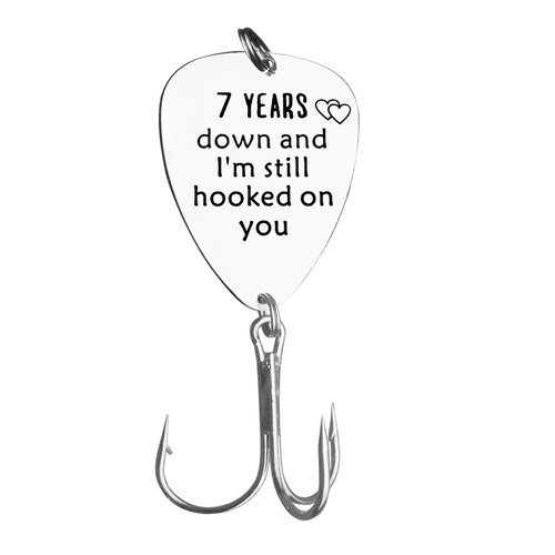 7th Anniversary Fishing Lure Gifts for Him 7 Years Down and I'm Still Hooked On You 7 Year Anniversary Present for Boyfriend Husband Wedding Anniversary Valentines Day Gift for Men