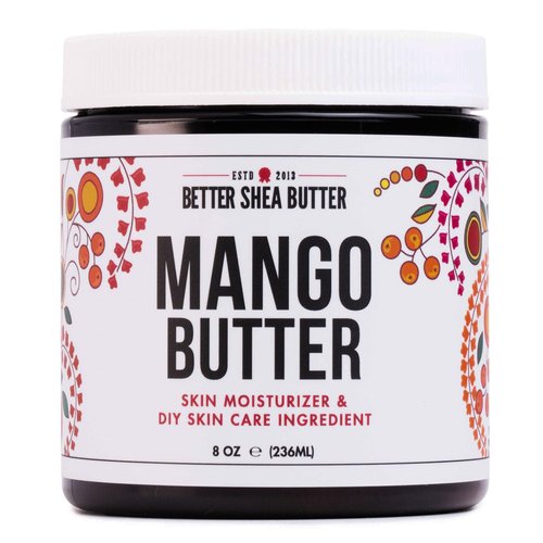 Better Shea Butter Raw Mango Butter - 100% Natural Mango Seed Butter - Skin and Hair Moisturizer - Use with Shea in DIY Whipped Body Butter, Mango Body Lotion, Lip Gloss and Soap Making, 8 oz Jar
