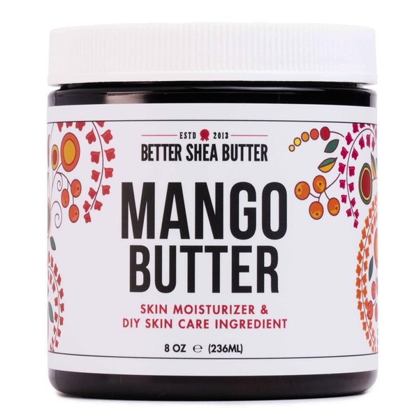 Better Shea Butter Raw Mango Butter - 100% Natural Mango Seed Butter - Skin and Hair Moisturizer - Use with Shea in DIY Whipped Body Butter, Mango Body Lotion, Lip Gloss and Soap Making, 8 oz Jar