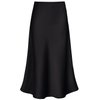 Women's Satin High Waist Hidden Elasticized Waistband Flared Casual A Line Midi Skirt Black