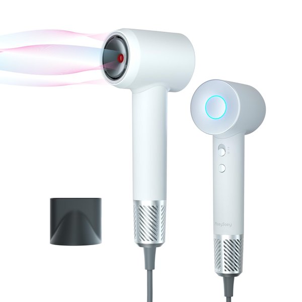 Hair Dryer New Upgrade, Ionic Hair Dryer, Professional High-Speed Blow Dryer with Magnetic Nozzle, 110000RPM Fast Drying 2 Speeds & 4 Temps Lightweight Low Noise Hairdryer for Home Travel, White