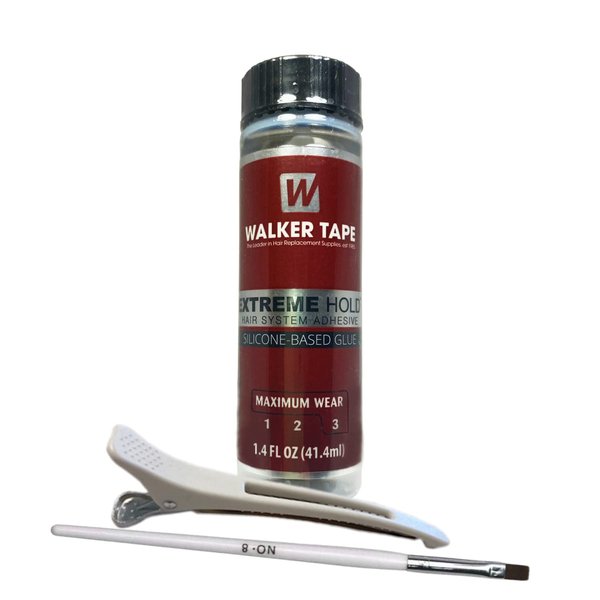 Extreme Hold Wig Glue 1.4oz w/White Wig Glue Brush & Hair Clip Bundle Pack | Waterproof Invisible Long-Lasting | Front Weave Toupees Wigs Extensions Active Lace Glue | Super Bold Hold Lace Adhesive