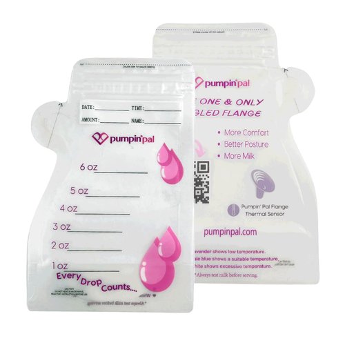 Pumpin' Pal Milk Storage Bags With Exclusive Temperature Sensing Indicator - QTY 50 6 oz zip lock top freezer storage bags