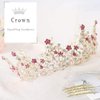 Fairyu Pearl Wedding Tiaras and Crown Bride Pink Flower Tiaras Baroque Wedding Tiara Hair Accessories for Women
