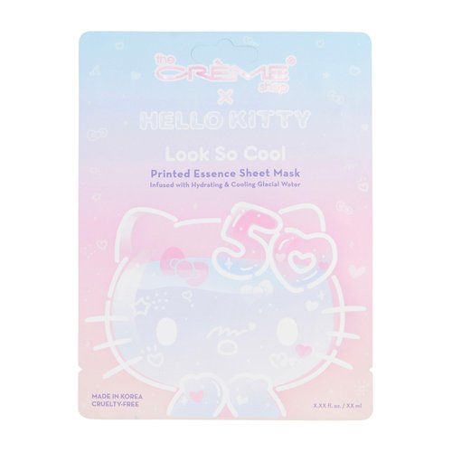 The Crème Shop x Hello Kitty Look So Cool Printed Essence Sheet Mask, Infused with Hydrating and Cooling Glacial Water, Korean Face Mask - 50th Year Anniversary Limited Edition (Pack of 12)