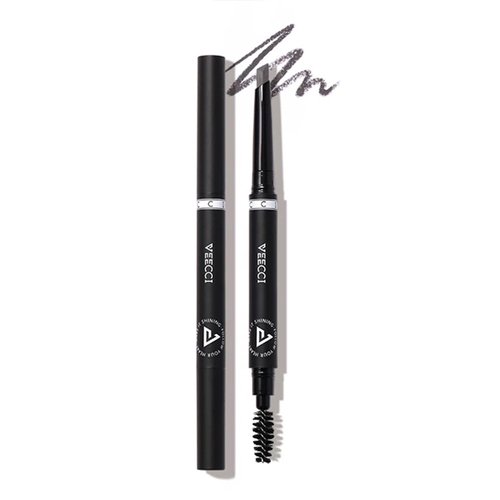 VEECCI Diamond Eyebrow Pencil - Quick Fill, Smudge-Proof, Nourishing Formula for Effortless Brows| Flexible Brush Head, Natural & Waterproof Microblading Brow Pen for Women | Precision Tip(Dark Grey)