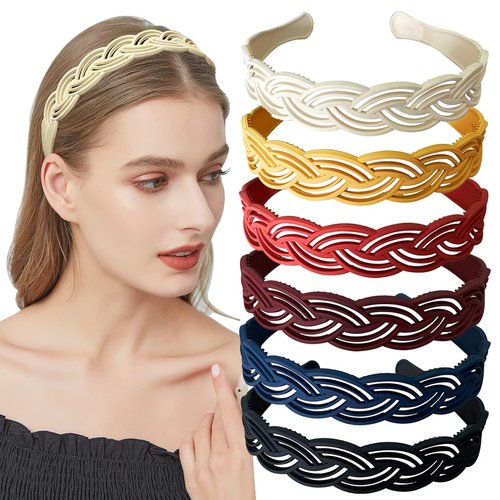 Yazon 6pcs Pigtail Headbands for Girls Women Plastic Teeth Hair Headbands Combing Hairbands Hair Accessories in Assorted Color