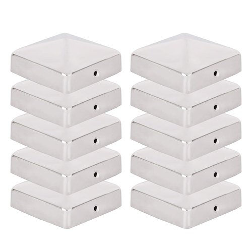 VIIRKUJA 10 Stainless Steel Fence Post Caps (90x90mm or 9x9cm) w/Screws - Pyramid Shape Cover for Wooden Posts - Pyramid Shape Cover Cap Posts