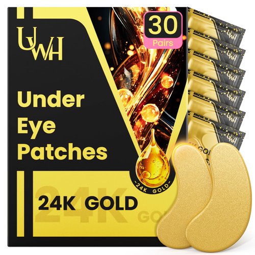 Under Eye Patches for Dark Circles and Puffy Eyes Under 24K Gold Eye Masks for Skin Care 30 Pack
