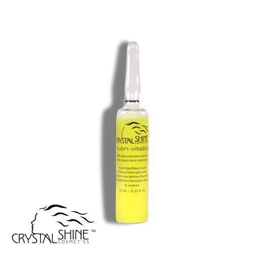 Crystal Shine Nutri-Vitalite Hair Oil Ampoules reduce split ends, nourish and hydrate hair, protect color, and provide instant smoothness. Suitable for all hair types. (12 Pack, 0.33 fl. oz each)