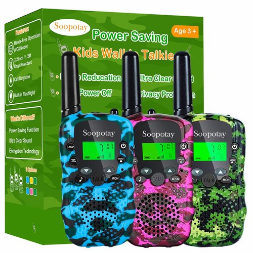 Walkie Talkie for Kids, Kids Walkie Talkie Toys for Girls and Boys, Kids Two-Way Radios Toys with 3 Miles Long Range and 22 Channels, Walky Talky Toys for 3-12 Year Old (Camouflage, 3Pack)