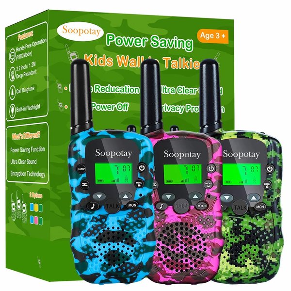 Walkie Talkie for Kids, Kids Walkie Talkie Toys for Girls and Boys, Kids Two-Way Radios Toys with 3 Miles Long Range and 22 Channels, Walky Talky Toys for 3-12 Year Old (Camouflage, 3Pack)