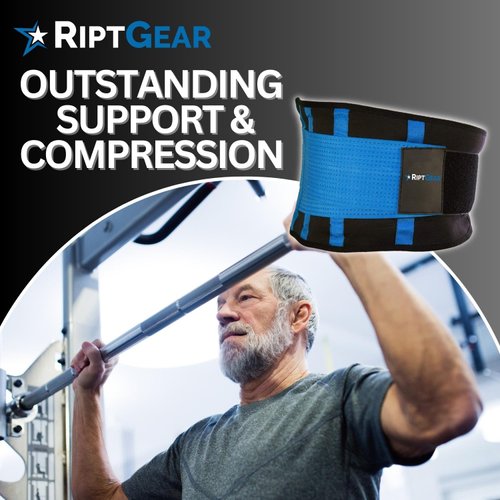 RiptGear Back Brace for Lower Back Pain Relief - Breathable Back Brace for Men and Women - Ideal for Lifting, Work, Sciatica, Herniated Disc, and Lumbar Support - Blue, XXL (Waist: 40"-43")