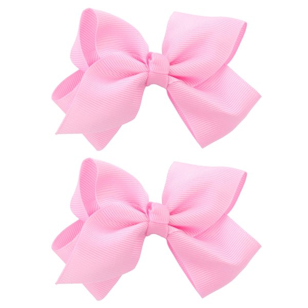 NYFASHION101 Toddlers' Girls' Smooth Grosgrain Ribbon Bow Alligator Clip, Light Pink