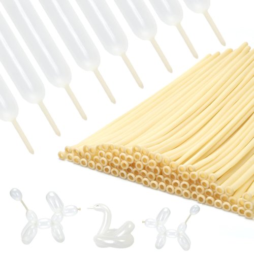 PIGETALE 100Pcs Clear 260 Balloons Transparent Long Balloons for Balloon Garland Thickening Skinny Latex Twisting Balloon for Animals Modeling Magic Clown Balloons Birthday Wedding Party Decorations