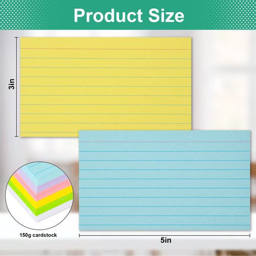 Index Cards 3x5, Ruled Index Cards, Flash Cards for Studying, Colored Index Cards, Note Cards, Study Cards, 210 pcs Lined Colored Index Flashcards for Office and School Suplplies