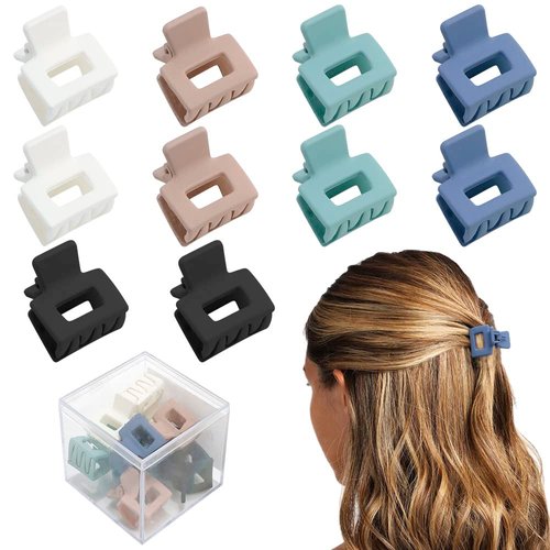 10Pcs Mini Claw Clips for Thin to Medium Hair, Cute Tiny Jaw Clips with Strong Hold for Women & Girls (Matte Neutral Color)