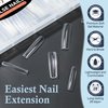 Luckyfairy Extra Long Square Nail Tips, XXL 120Pcs 12 Sizes No C Curve Clear Acrylic Nails Straight Tapered Square Press on False Nail Tips for Nail Extension Nail Art Salon Home DIY