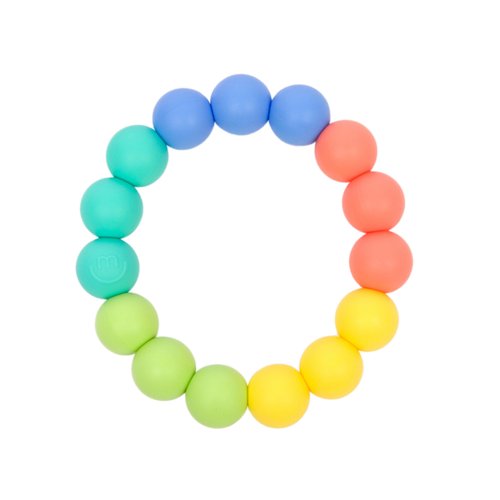 morepeas Rainbow Ring Teether | Soft, Easy Grip Unisex Teether Toy | Silicone Baby Teether Ring to Help Soothe Gums | Non-Toxic and BPA Free