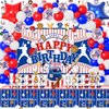 LXlucktim Baseball Birthday Party Decorations, 189 Pcs Baseball Themed Party Supplies for Boys Baby - Backdrop, Cake Cupcake Toppers, Balloons, Cupcakes Wrappers, Hanging Swirls, Tablecloth, Stickers