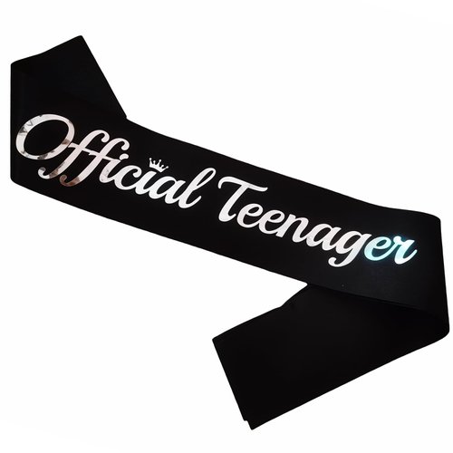 LXYXUUN Official Teenager Sash Black, Silver Foil Birthday Sash for 13th Funny Birthday Party Dec...