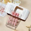 24 Pcs French Tip Square Press on Nails with Rhinestones & Flowers - Glossy Full Cover False Acrylic Nails for Women & Girls