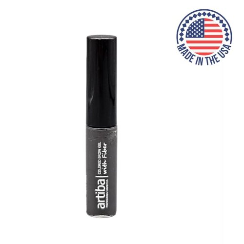 Artiba® Colored Brow Gel with Fiber MADE IN USA - Fuller Brow instantly, Fills in sparse brows, Covers gray hairs and Long-lasting, Waterproof, Smudge proof, Cruelty Free (Soft Black)