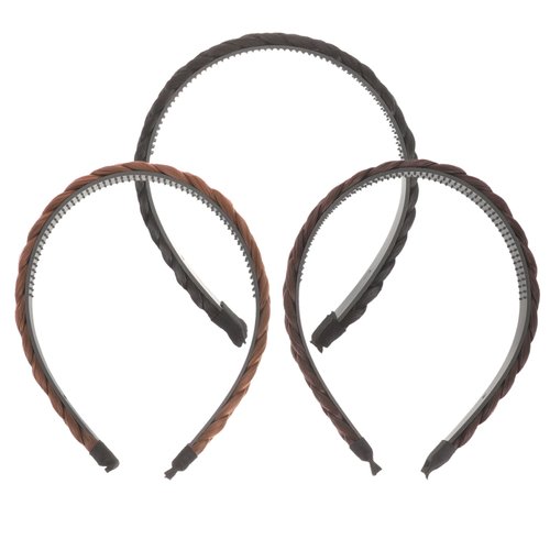 Lurrose 3 Pcs Women Hair Plaited Braided Headbands Synthetic Hairpieces Braid Wig with Teeth Hair Band Hair Hoop Hair Accessories