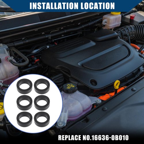 Hihaha 16636-0B010 Fuel Injector Seal O-Ring for Nissan Frontier 1999-2004 / Injector Lower Insulator/Durable / 6 Pcs Black