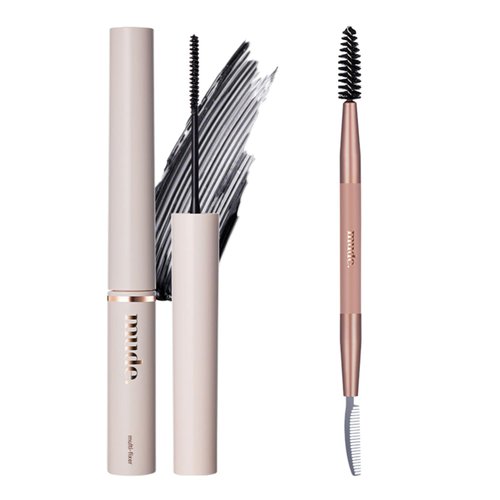 mude Inspire Skinny Curling & Multi-Fixer Clear Black and Lash Comb Set Volumizing Curling Mascara for Dramatic Lashes Smudge-Proof Water-Proof Stays on All Day