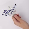 YERTTER Wedding Bridal Hair Comb decorative Rhinestone Bride Crystal Leaf Beads Comb Crystal Silver Handmade Updo Comb Clip Head Pieces for Women Flower Girls (Blue)