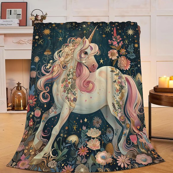 Unicorn Blanket Mid Century Unicorn Fleece Throw Blanket Toddler Fuzzy Plush Super Soft Warm Nursery Unicorn Decor Stuffed Animal Bedding Blanket Gifts for Boys Girls Kids Adult Men Women 40"x50"