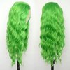 Luwigs Green Lace Front Wigs Curly Wavy Synthetic Heat Resistant Fiber Wigs for Women Lime Green Loose Wave Per Plucked Natural Hairline (22 Inch, Green,Curly)