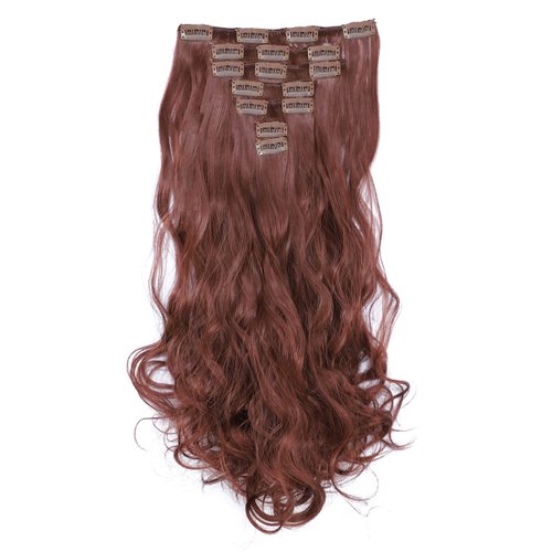 SWACC Women 20 Inches Curly Full Head 7 Separate Pieces Heat Resistance Synthetic Hair Clip in Ha...