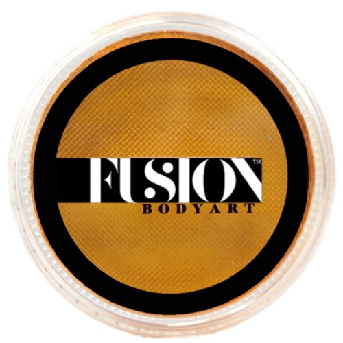 Fusion Body Art Pro Face Paint | Pearl Metallic Gold (32gm), Professional Quality Water Activated Shimmery Face and Body Paint Supplies Single Metallic Makeup Cake Hypoallergenic, Non-Toxic, Safe