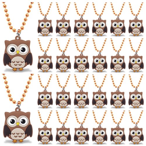CiciBear 24 Pack Owl Necklace Party Favors with Mardi Gras Beads for Forest Friends Woodland Animals, Party Favors, Home Decorations, Birthday Celebrations