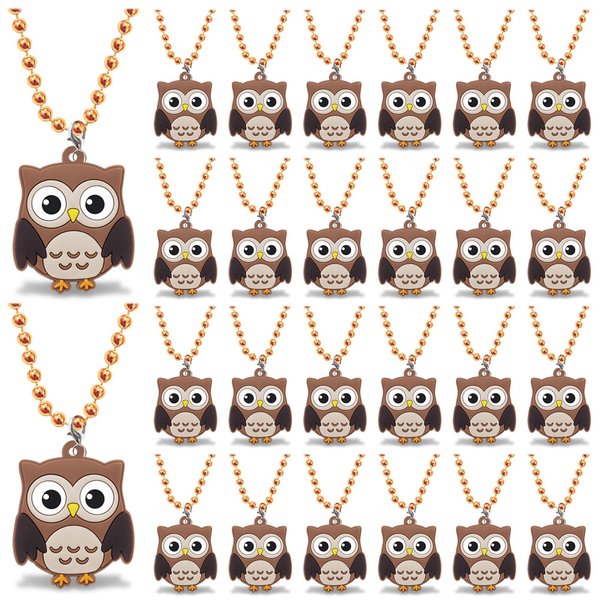 CiciBear 24 Pack Owl Necklace Party Favors with Mardi Gras Beads for Forest Friends Woodland Animals, Party Favors, Home Decorations, Birthday Celebrations