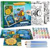 3 Pack Paint by Numbers for Kids Ages 8-12, Pre-Printed Acrylic Oil Painting, Includes (8x10, 8x9, 8x8 inch) Framed Canvas with 30 Acrylic Paint Pots, 5 Brushes for Kids, Art Supplies for Kids 9-12