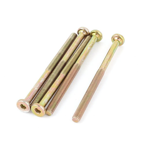 uxcell M6x90mm Male Thread Hex Socket Head Cap Screws Bolts Bronze Tone 5 Pcs