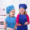 SUNLAND Kids Apron and Hat Set Children Chef Apron for Cooking Baking Painting (Royal Blue, M)