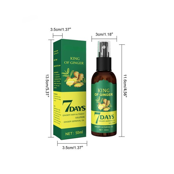 50ML Ginger Hair Oil for Hair Growth, Natural Ginger Hair Growth Serum, Hair Fall Control, For Damaged Dry Hair, Nourishing Scalp, Unisex (2 Pcs)