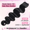Beauty Queen 16A Body Wave Bundles Human Hair (20 18 16 Inch) 100% Unprocessed Brazilian Virgin Weave 3 Bundles Human Hair Full And Thick Remy Hair Extensions Natural Color for Women